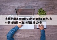 吉林新增本土确诊98例无症状148例/吉林新增确诊本地33例无症状6例